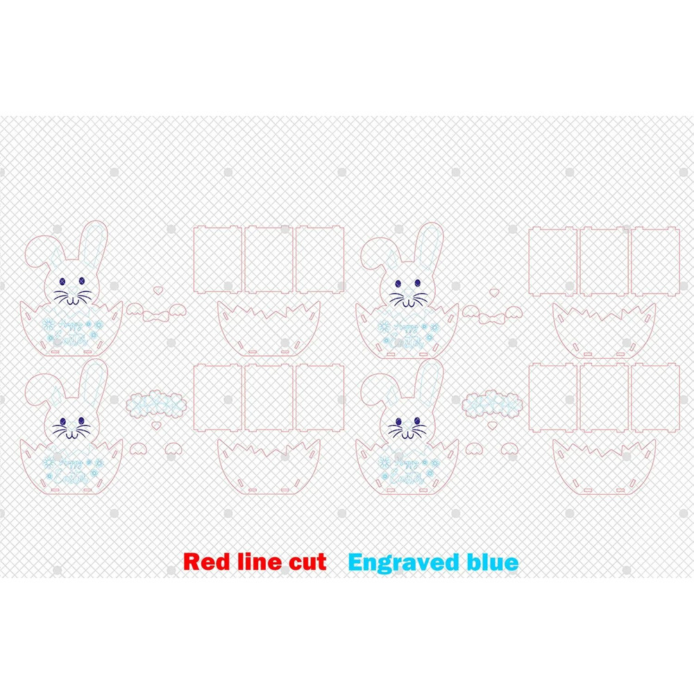 Happy Easter Basket SvgEaster Bunny Basket Design For Laser Cut Easter Bunny Basket Svg Easter Deco 1