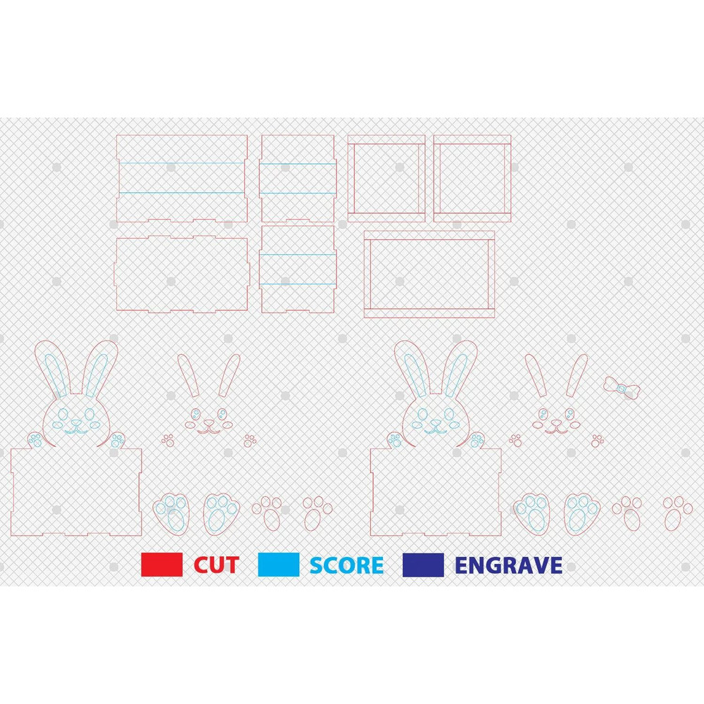 Bunny Basket Gift Box Laser Cut File Svg Easter Box Template Easter Egg Basket Svg Easter Decoratio 1