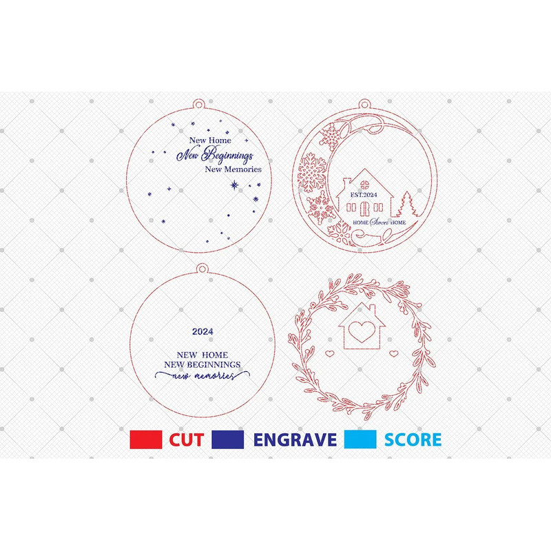 2024 Home Sweet Home Ornament Svg New Home New Beginnings New Memories Svg Merry Christmas Lasercut 1