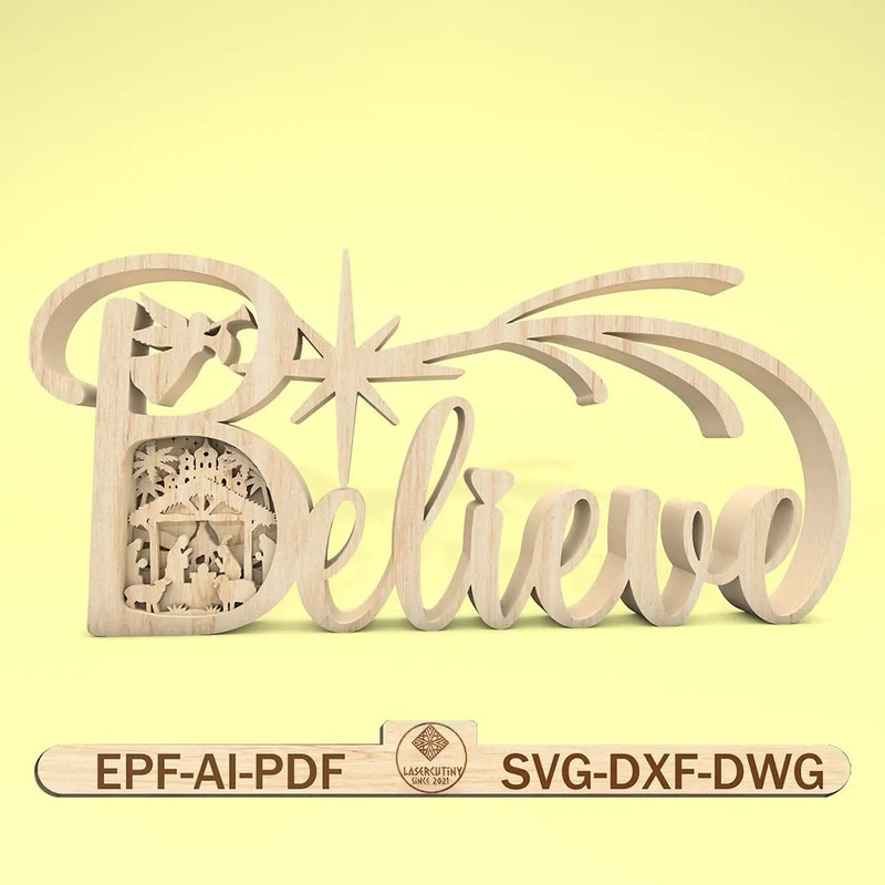 Multilayer Believe Scene Art Svg Nativity Scene Svg Christmas Scene Svg Birth Of Jesus Svg 0