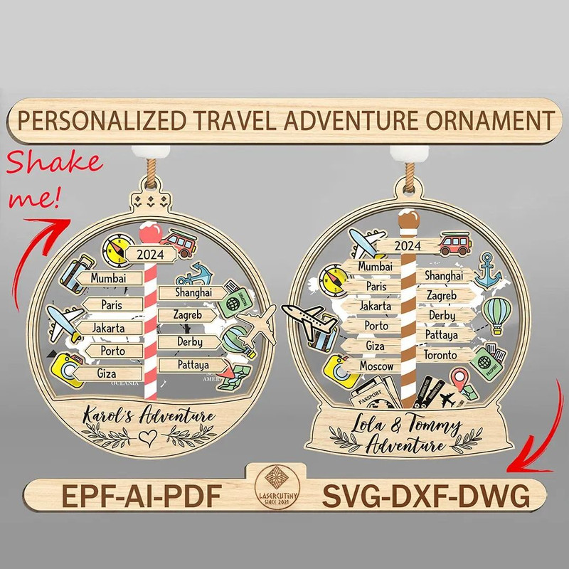 2024 Personalized Adventure Shake Ornament Svg 4D Customize Travel Destination Keepsake Svg 0
