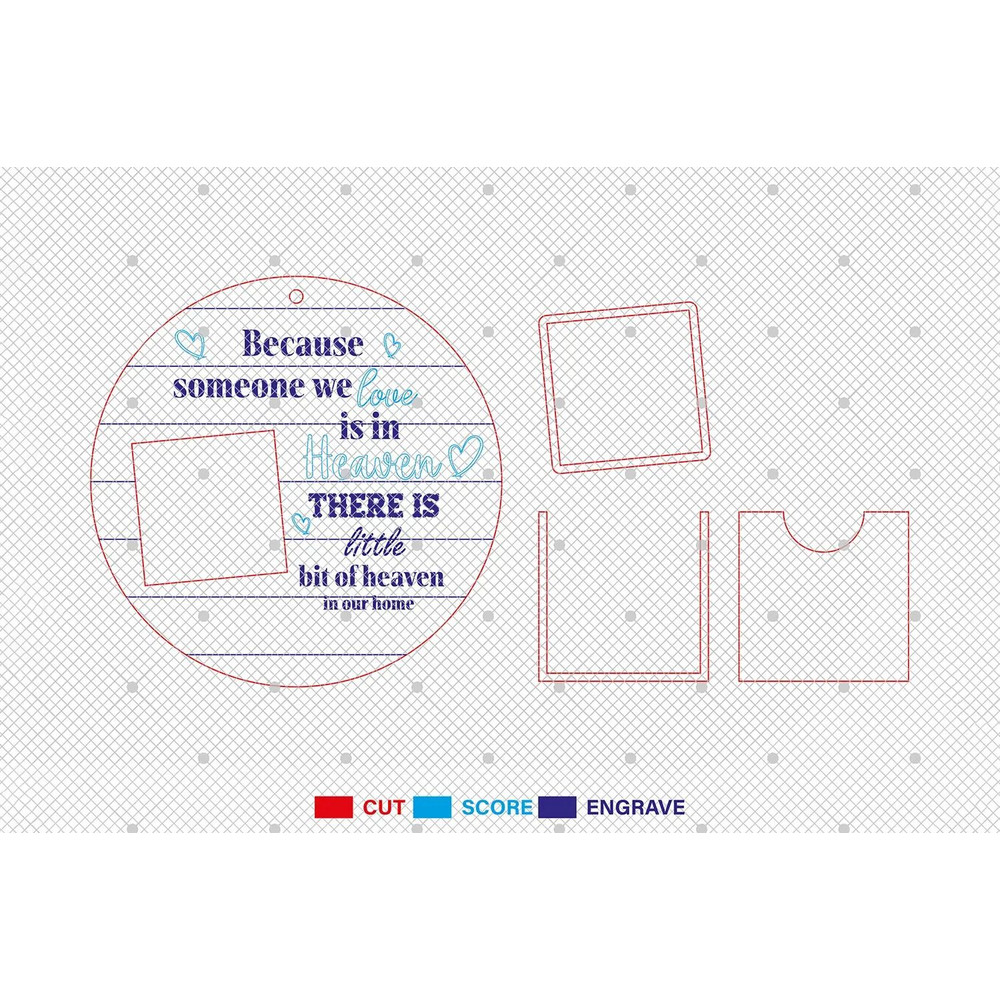 Merry Christmas Personalized Memorial Photo Ornament Svg Family Loss Lasercut File Svg Wooden Round 1