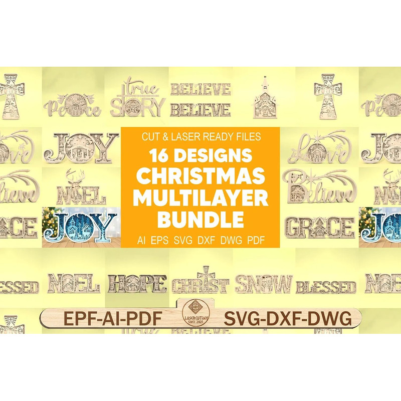 16 Multilayer Christmas SVG Bundle Christmas Scene Svg Nativity Scene Svg Multilayer Joy Svg Birth 0