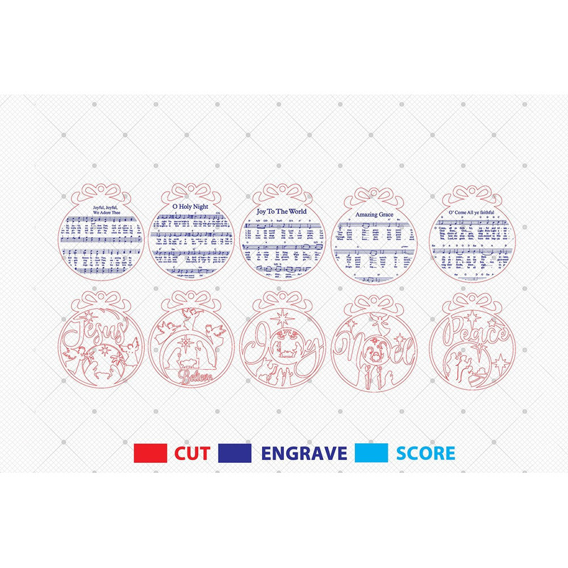 Nativity Music Sheet Ornament Svg Merry Christmas Song Svg LaserCut File Svg Baby Jesus Bauble Svg 1