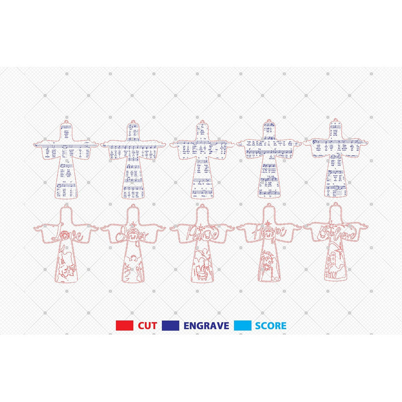 Nativity Cross Ornament Svg Music Sheet LaserCut File Svg Wooden Baby Jesus Svg Nativity Scene Svg 1
