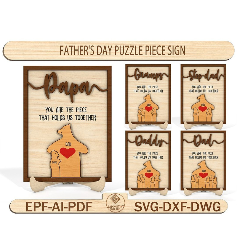 Personalized Happy Fathers Day Puzzle Piece SignGift For Dad Fathers Day Decor Svg Step Dad GiftWoo 0