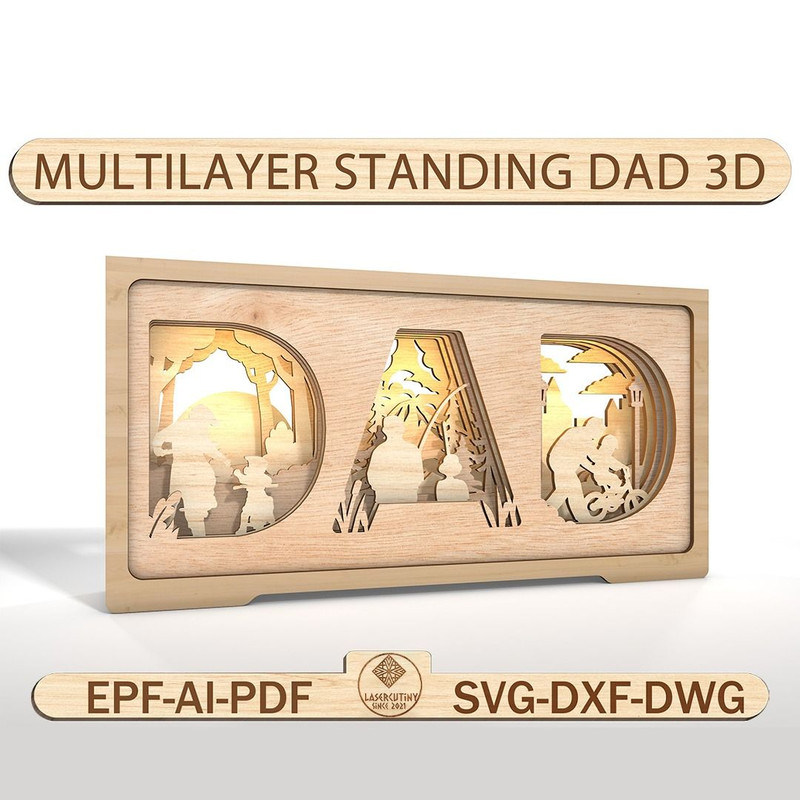 Happy Fathers Day Multilayer Standing Shape Dad Dad And Son Multilayer Standing ShapeHappy Fathers  0
