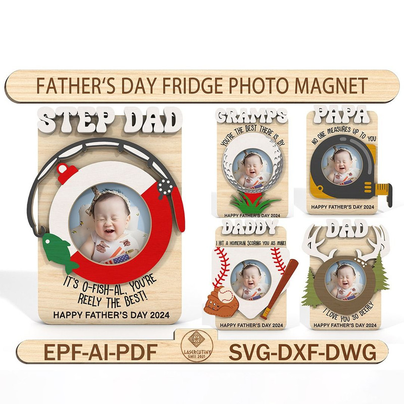 Fathers Day Fridge Magnet Photo Frame Gift For Grandpa Gift For Dad 0