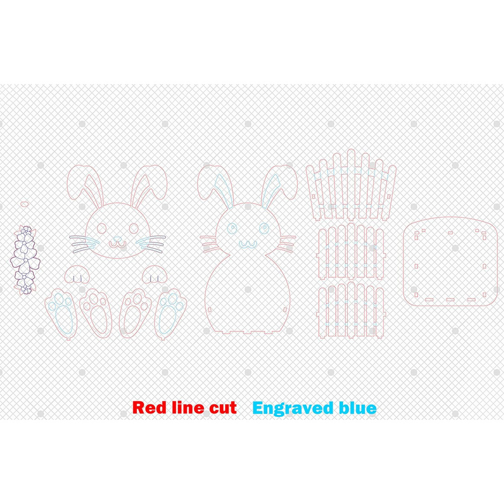 Easter Bunny Basket Design For Laser CutEaster Bunny Basket SvgEaster Basket Laser SvgEaster Decora 1