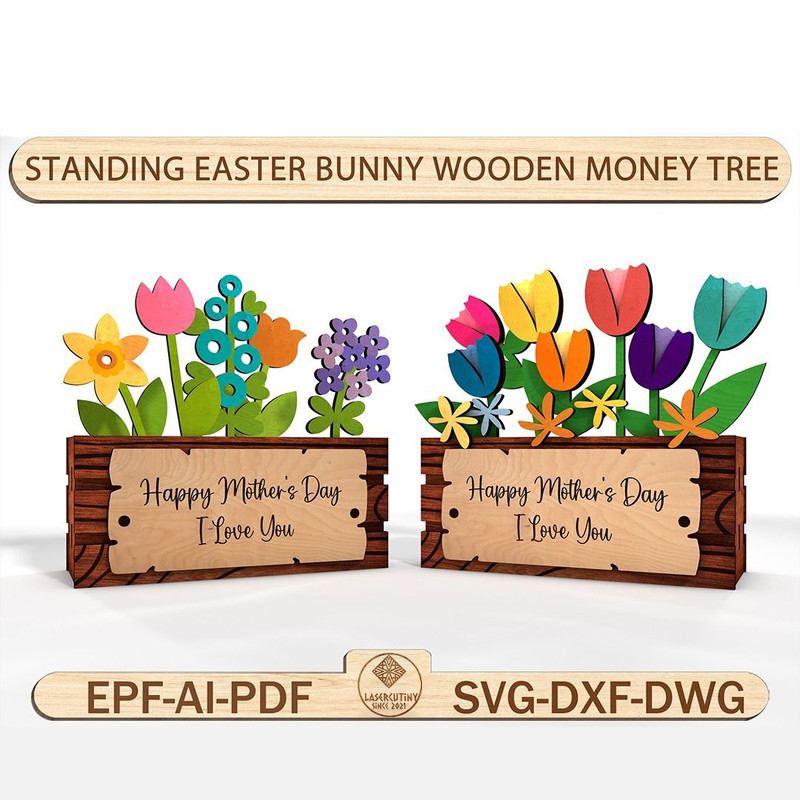 Flower Bouquet Box Svg Flowerbed Layered Basket Svg 0