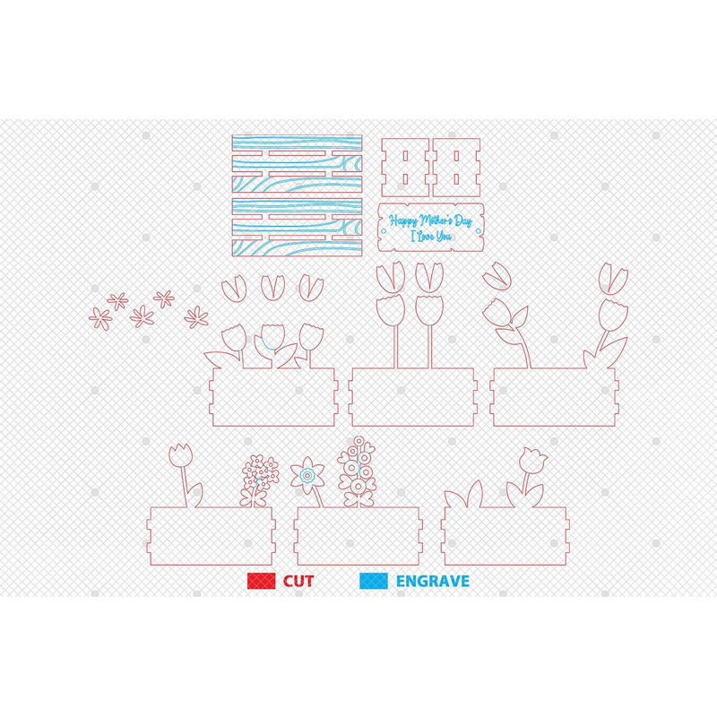 Flower Bouquet Box Svg Flowerbed Layered Basket Svg 1