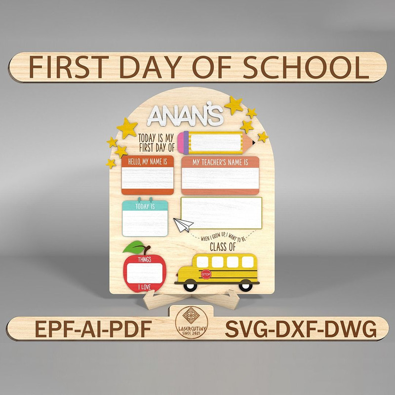 Personalized First Day Of School Sign Laser Cut SVGLast Day Of School SignFirst Day Of Preschool 0