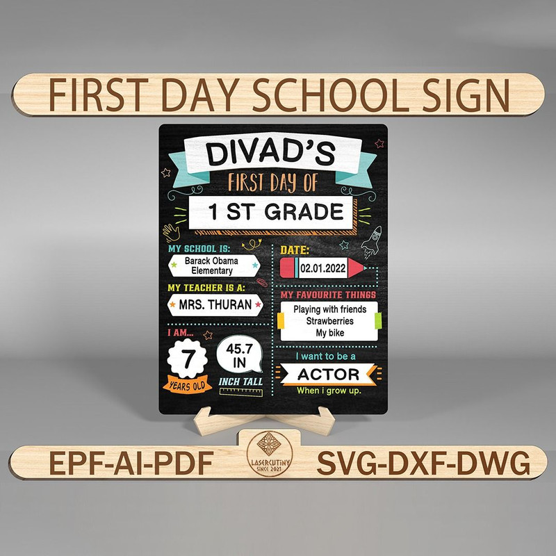 Personalized First Day Of School Sign SVG Back To School Pictures Svg Last Day Of School Sign First 0