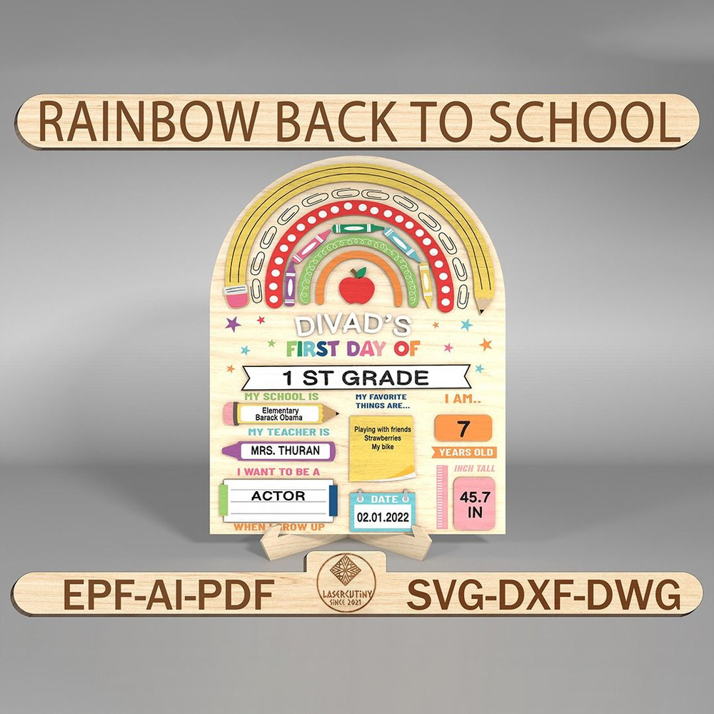 Personalized First Day Of School Sign SvgBack To School Pictures SvgCustom Kids School Board Sign 0