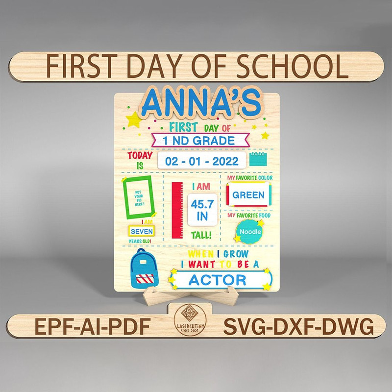 Personalized First And Last Day Of School Sign Laser Cut SVG First Day Of Preschool First Day Board 0