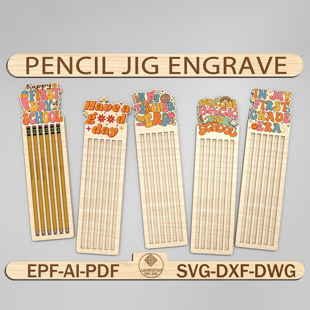 Retro Pencil Jig Engrave Cut File Svg Custom Text On Pencils Engraved Pencils Svg Engraved Pencil P 0