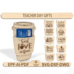 teacher gift card holder svg, coffee gift card holder gift ,back to school gift , end of school svg