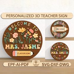personalized teacher door sign svg, teacher name sign classroom,teacher gifts,classroom door hanger
