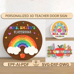 personalized teacher door sign svg,teacher appreciation gift,teacher door hanger rainbow,teacher gifts