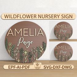 wildflower nursery name sign,3d wooden name sign,personalized nursery gift, boho nursery decor, girl nursery decor