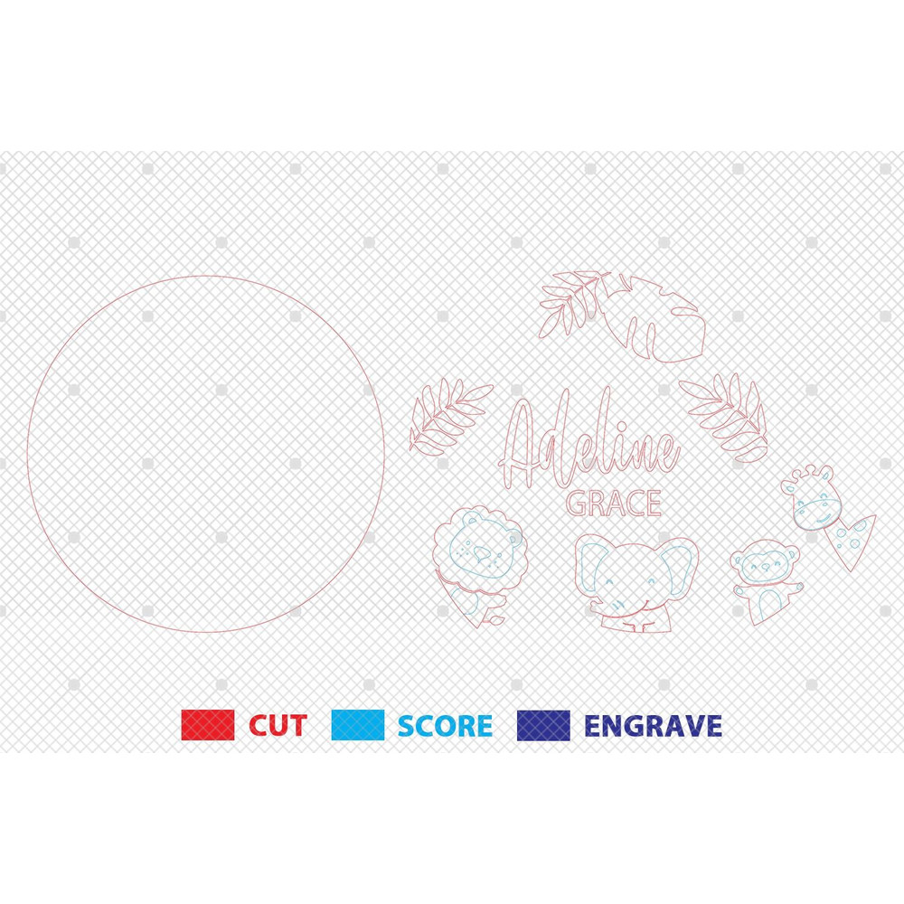 Baby Name Sign Safari Nursery Baby Boy Girl Glowforge Animals Digital FileSafari Nursery Name Round 1