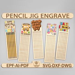 pencil jig engrave cut file svg ,custom text on pencils, engraved pencils svg ,pencil jig template, engraved pencil puns