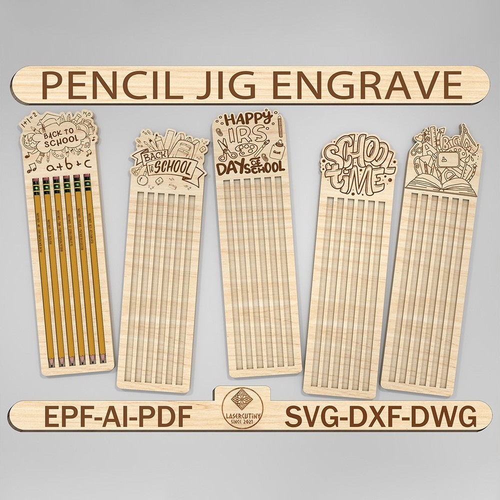 Pencil Jig Engrave Cut File Engraved Pencils SvgBack To School Pencil Jig TemplateEngraved Pencil P 0