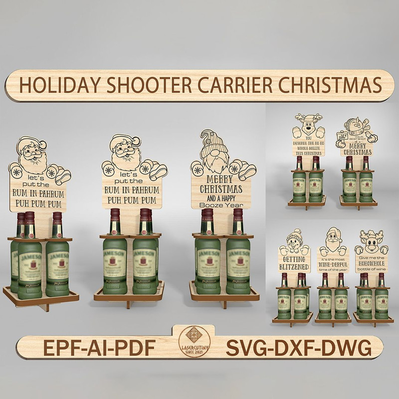 Christmas Shooter Liquor Laser Cut File Svg Christmas Shot Bottle Holder SvgFunny Alcohol Christmas 0