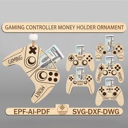gaming controller money holder ornament cut file svg,gaming money ornament svg, money holder ornament,video game svg