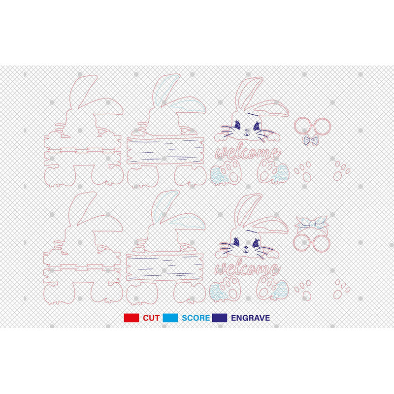 Easter Door Hanger Svg Easter Welcome Sign Svg Cute Bunny Cutfile Svg Easter Decoration Laser Easte 1