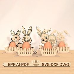 bunny egg holder stand happy easter day svg,home spring decoration svg,wooden easter egg svg