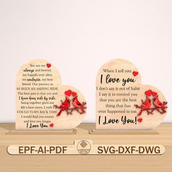 happy valentines standing wood sign cut file svg, decorative heart shaped wooden cardinal bird symbol svg