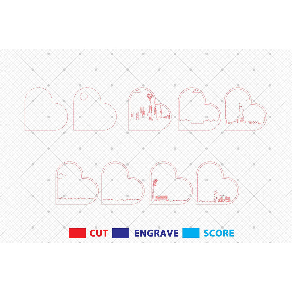 Valentines Day Multilayer Laser Cut SVG File Wooden Heart Ornament Svg Gift For Couple Proposal Sce 1