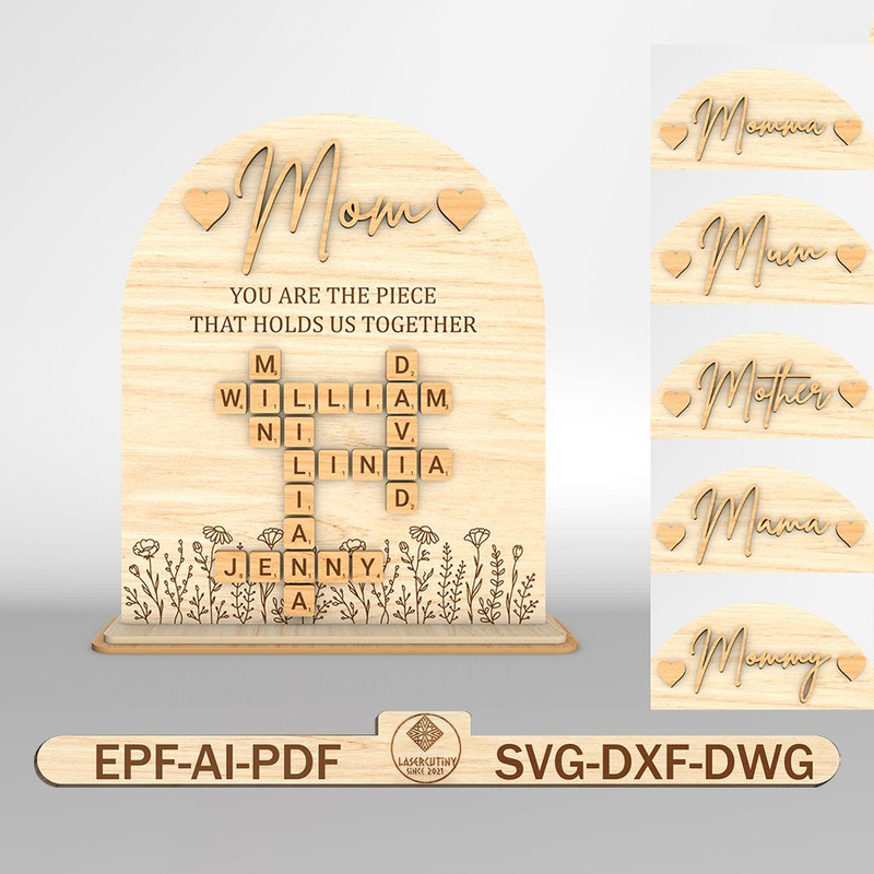 Personalized Mothers Day Puzzle Sign SVG 0