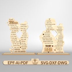 mom, dad and daughter sign svg, gift for mom, gift for dad, birthday gift svg, mothers day gifts svg