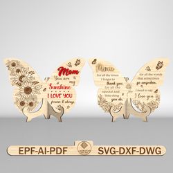 sunflower and peony mom butterfly sign svg