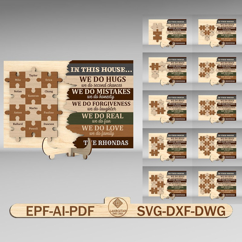 Personalized In This House Family Puzzle Piece Sign SVG Family Sign Svg Gift For Family Glowforge S 0
