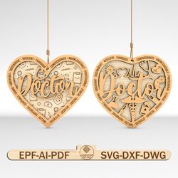 doctor ornaments svg, gift for doctor, doctor ornament laser cut file, doctor appreciation svg, doctor life svg
