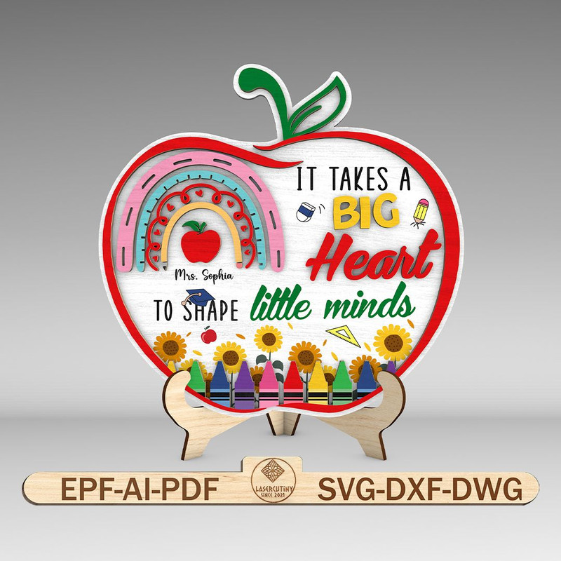 Personalized Teacher Apple Sign SVG 0