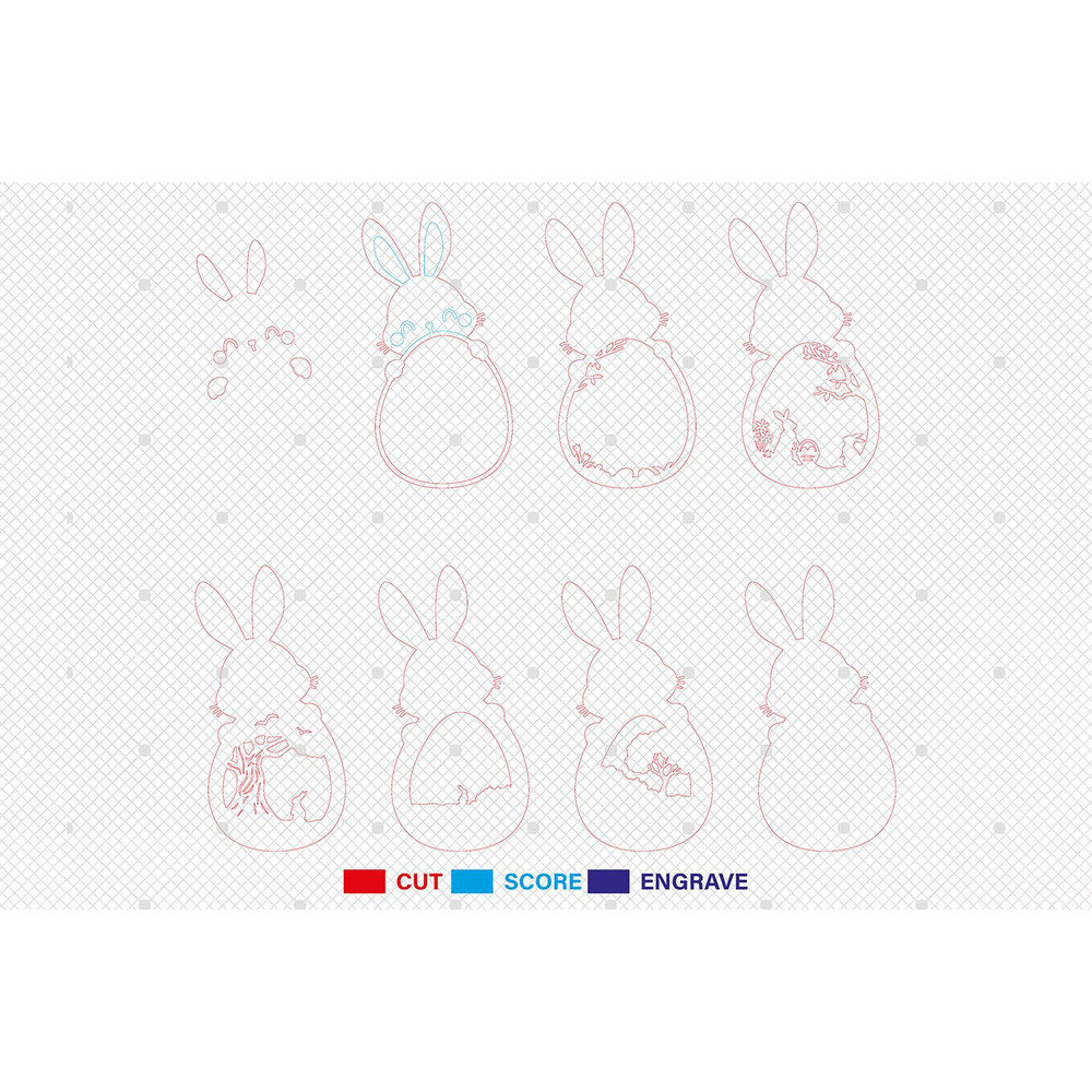 Multilayer Easter Bunny With Egg Scene Art SVG Easter Day Svg Hello Spring Scene Art Svg 1