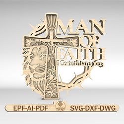 multilayer man of faith scene art svg, christian jesus svg, he is risen svg, cross svg, 6 layer art piece for glowforge