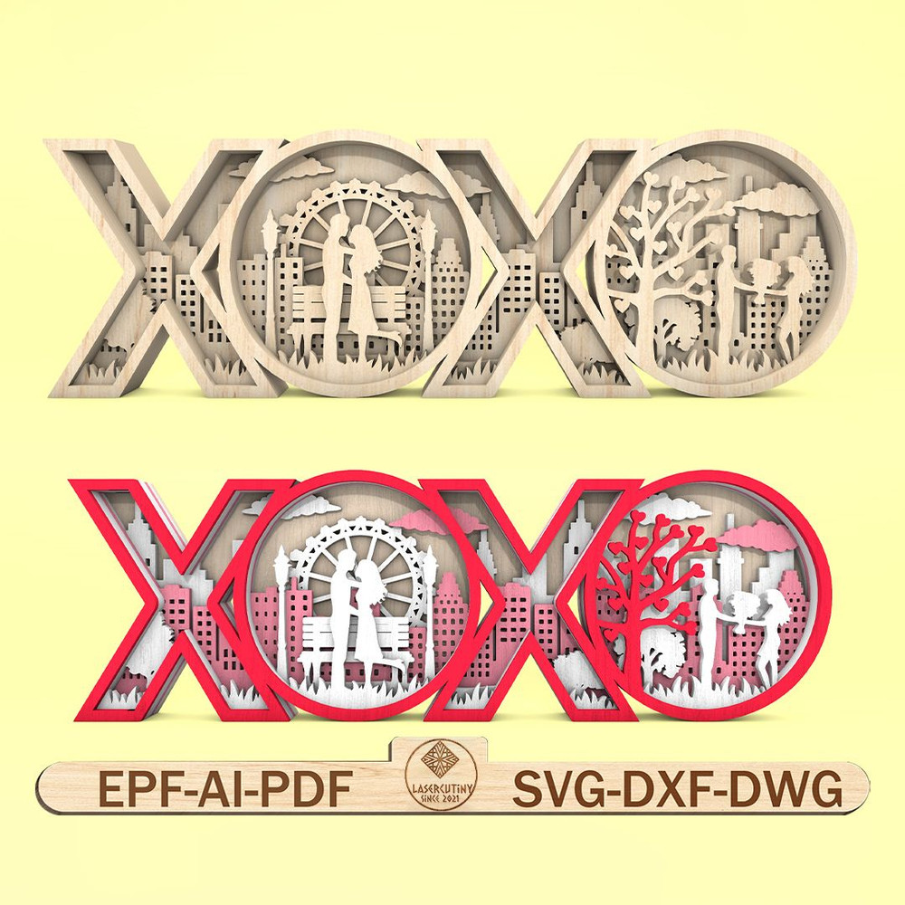 Multilayer XOXO Scene Art Svg 0