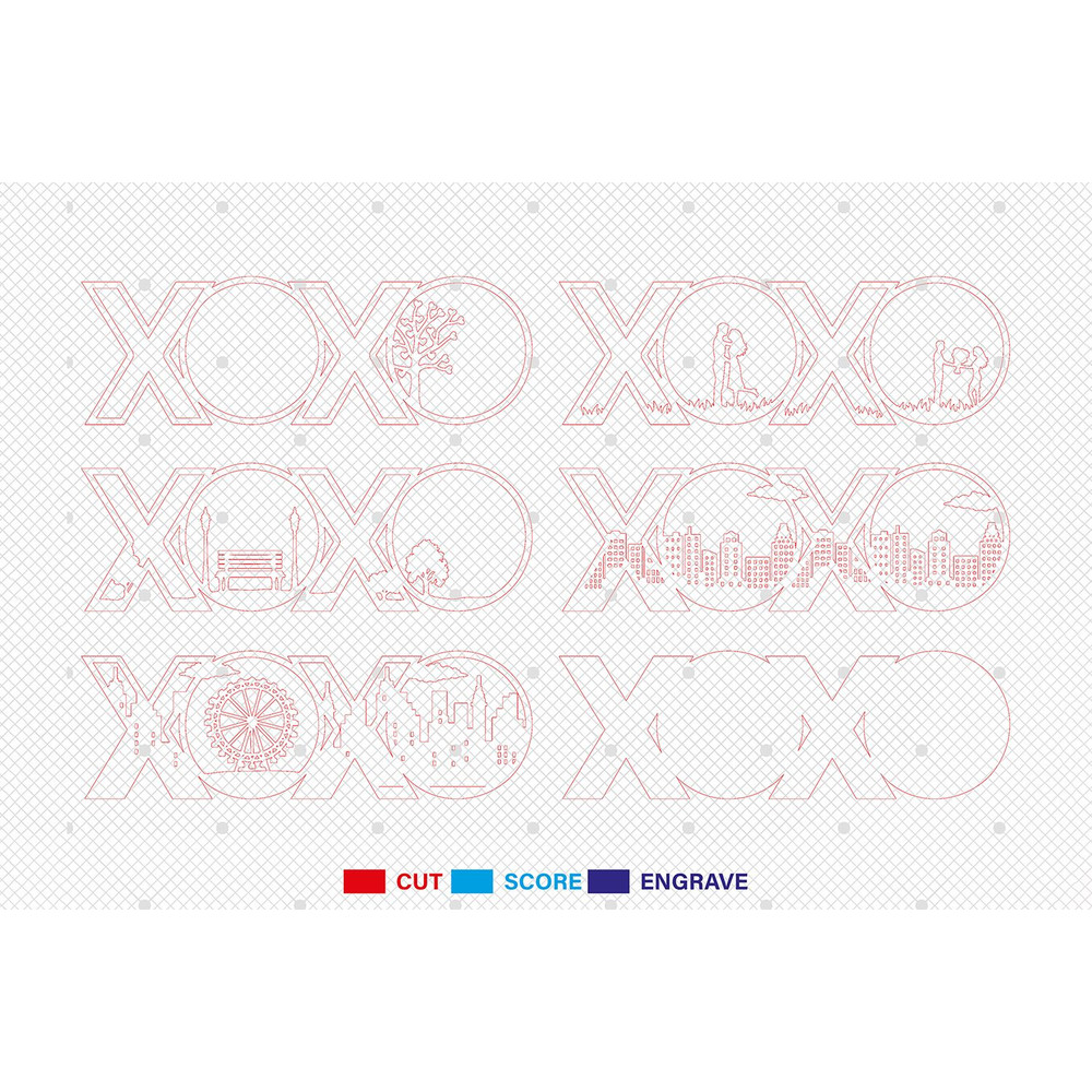 Multilayer XOXO Scene Art Svg 1