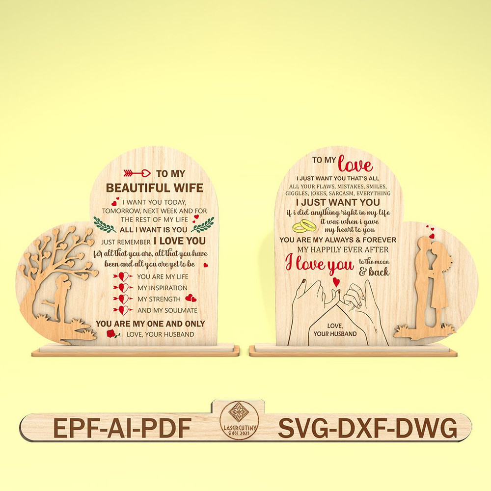 Personalized Romantic Couple Heart Sign Svg Loving Message From Husband Sign Svg Gift For Wife Anni 0