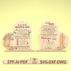personalized romantic couple heart sign svg, loving message from husband sign svg, gift for wife, anniversary gift svg