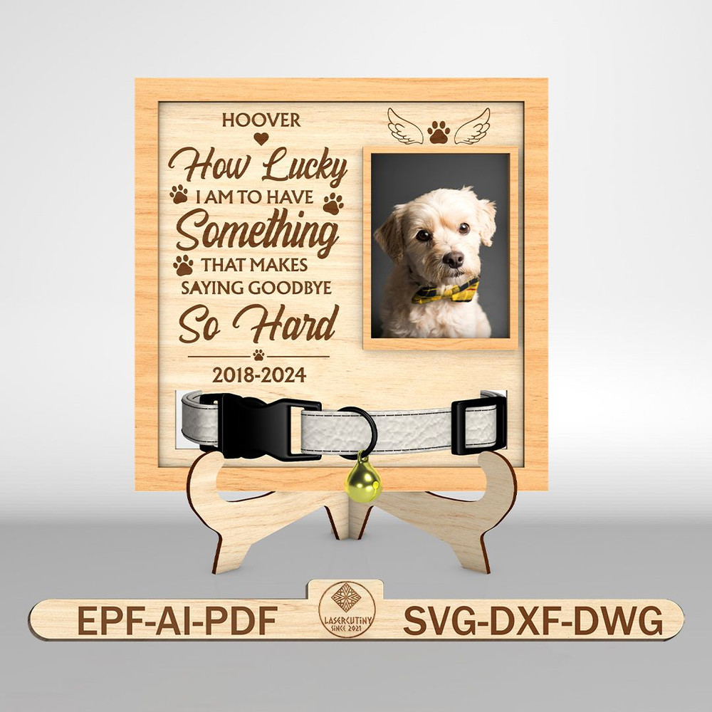Personalized Custom Pet Loss Sign SVG Dog Memorial Sign Svg Pet Collar Frame Svg Glowforge Svg File 0