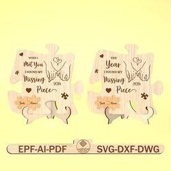 personalized i found my missing piece puzzle sign svg, couple ornament svg, valentines day svg, anniversary gift svg
