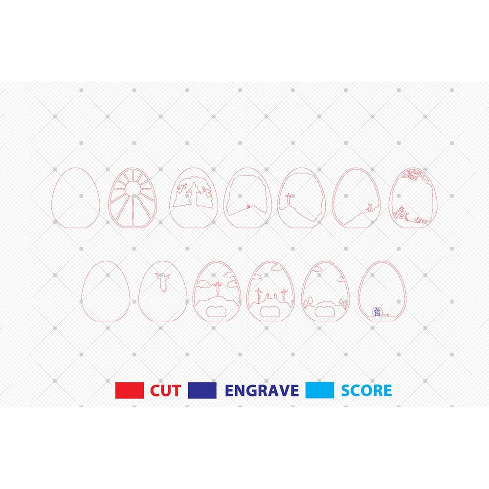 3D Multilayer Easter Egg Cross Art SvgHe Is Risen Lasercut File Svg 1