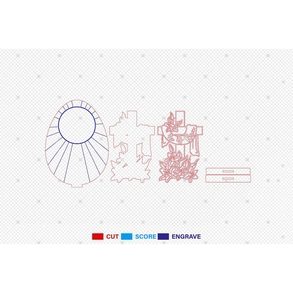 3D Multilayer Easter Egg Cross Art SvgHe Is Risen Lasercut File Svg Wooden Easter Egg Art Svg 1