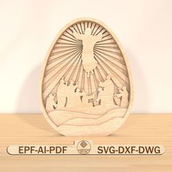 3d multilayer easter egg cross svg, wooden easter egg svg, cross art lasercut file svg